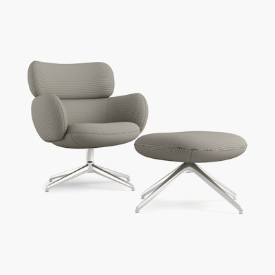 Blis Swivel Chair and Ottoman - Chrome, Oxbow, Shadowbox