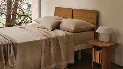 Michel Bed - Queen, Tusk frame with Oak Headboard