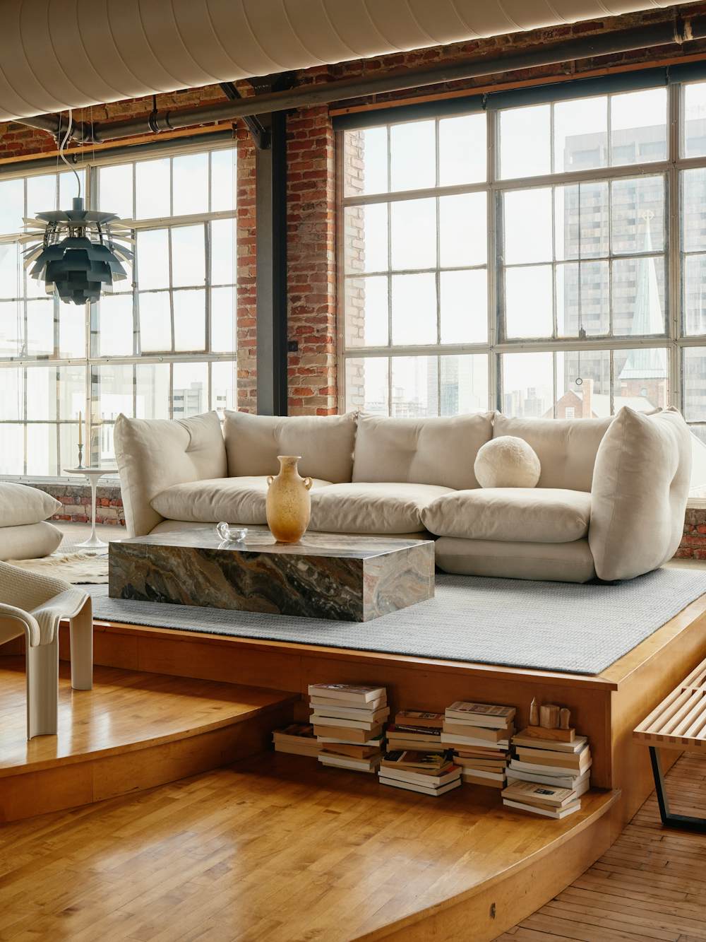 Perron Pillo Sofa in haven Ivory with Plinth Coffee Table